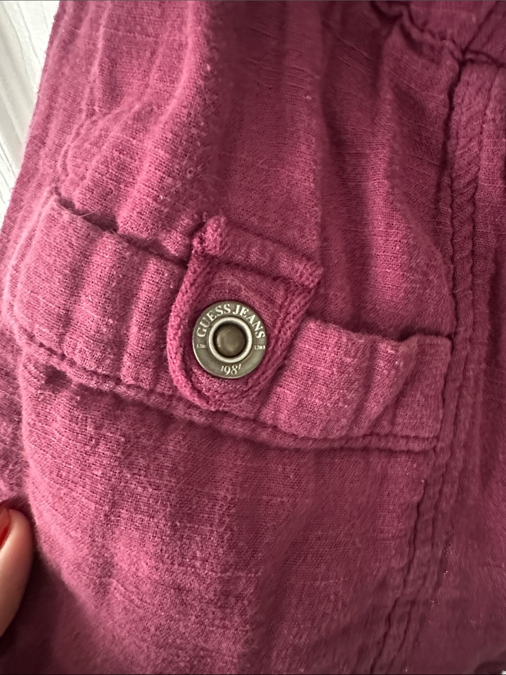 GUESS Plum Button-Front Drawstring Romper - Picture 3 of 6